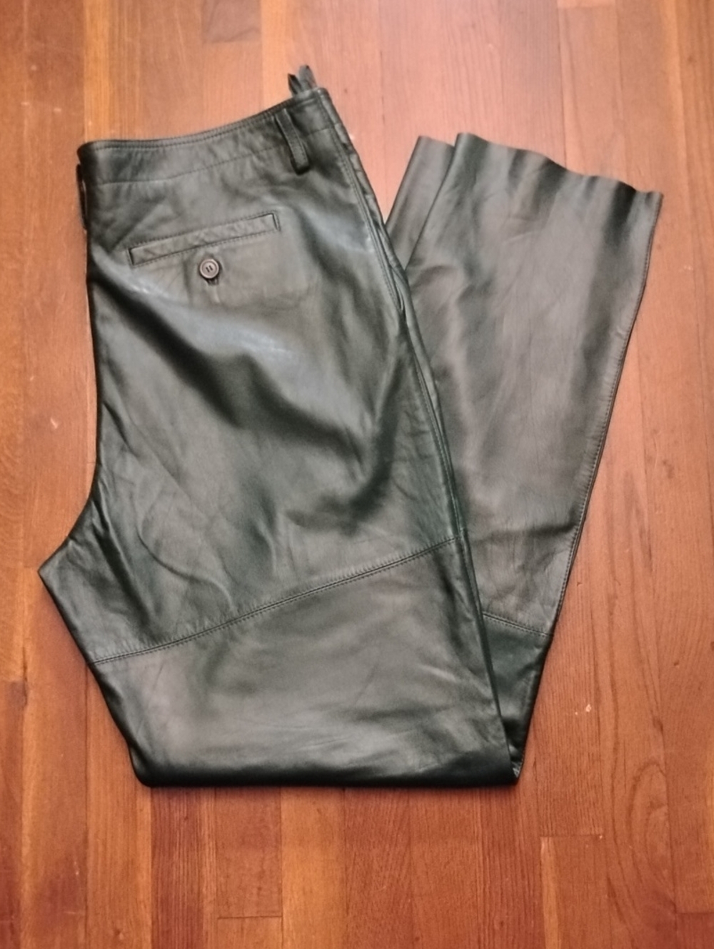 Green Leather Pants By Genelli